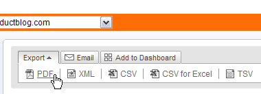 Export report options in Google Analytics